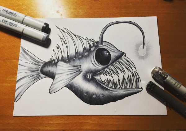 Рыба маркерами для скетча