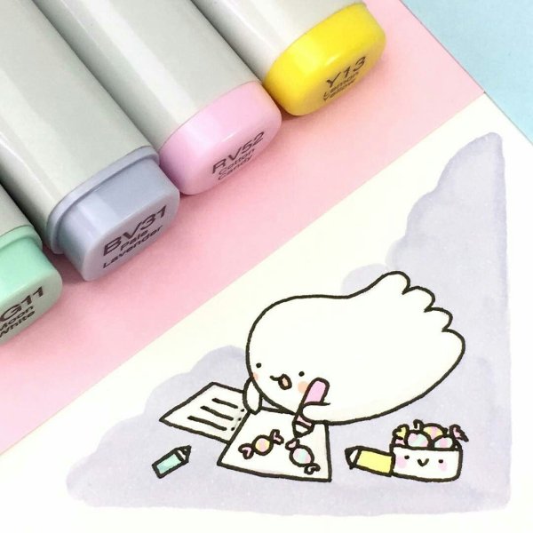 Кавайные рисунки маркерами