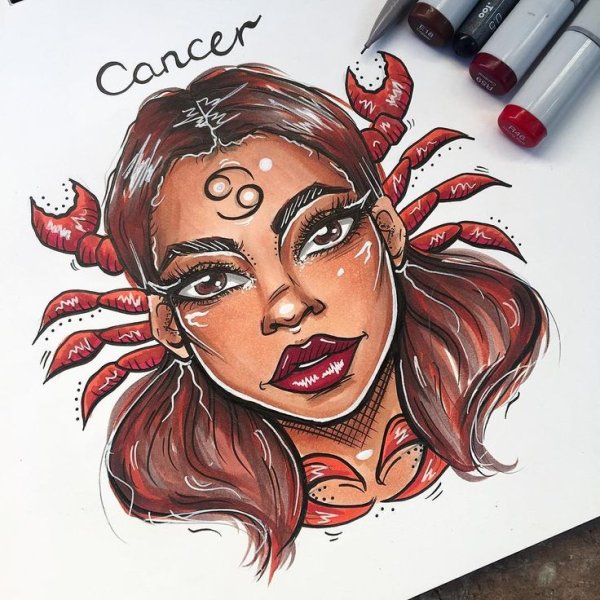 Рисунки девочек маркерами для скетчинга