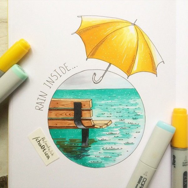 Зонтик нарисовать легко