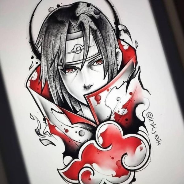 Эскизы тату аниме Итачи