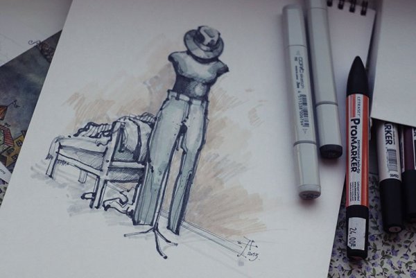 Металлический скетч маркерами