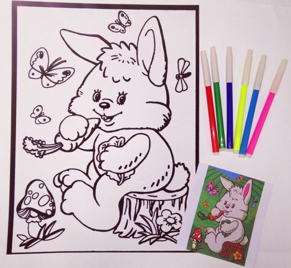 Рисование фломастером узоры заяц