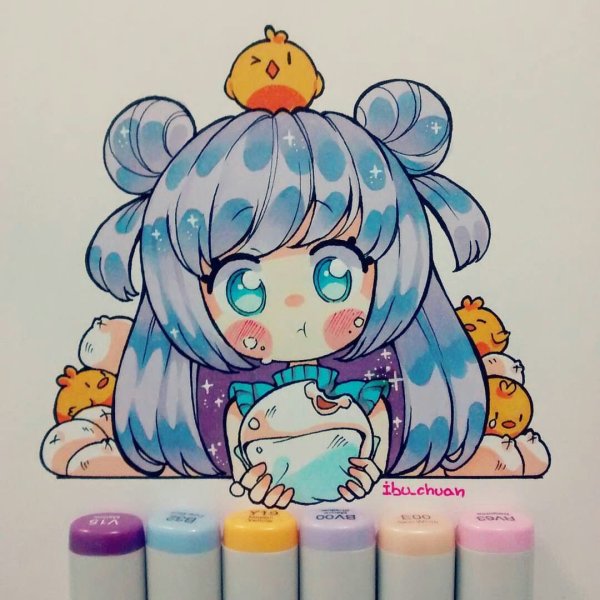 Милые девочки маркерами