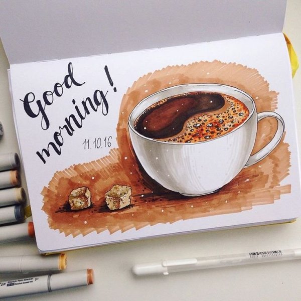 Кофе скетч маркерами