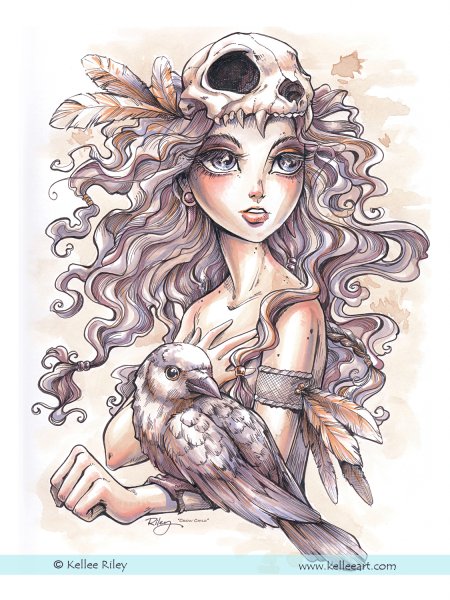 Арты акварелью и черной ручкой