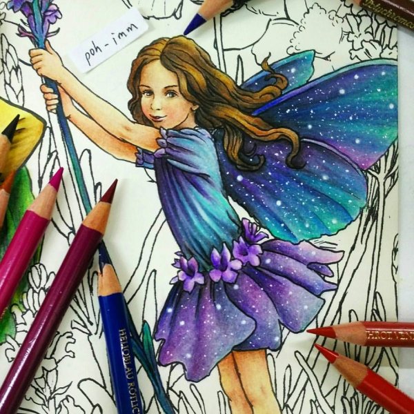 Рисунок феи цветными карандашами