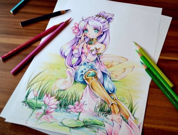 Рисунок феечки маркерами