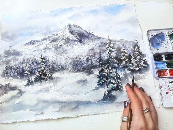 Снежные рисунки фломастерами