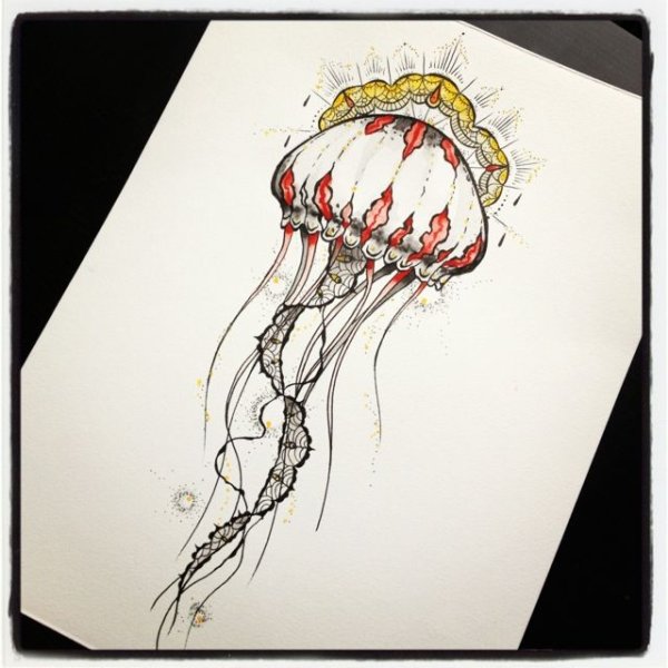 Медуза акварелью