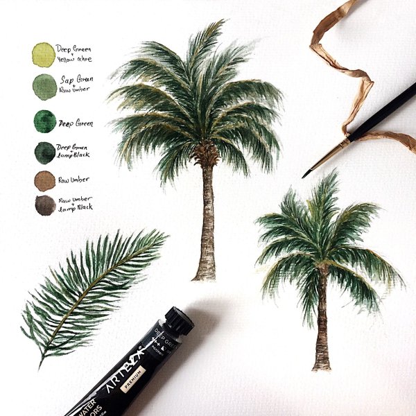 Скетч маркерами пальмы