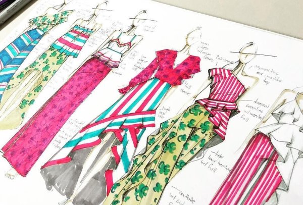 Эскизы одежды маркерами