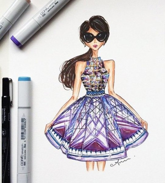 Платья нарисованные маркером