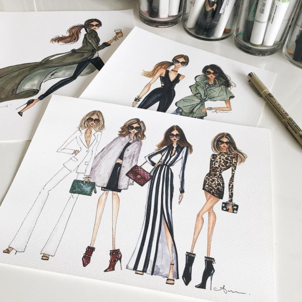 Скетчи дизайнеров одежды