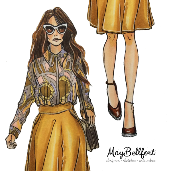 Модная иллюстрация маркерами