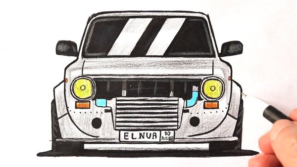 ВАЗ 2107 рисунок спереди поэтапно