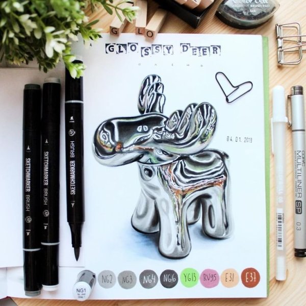 Рисунки маркерами Единорог