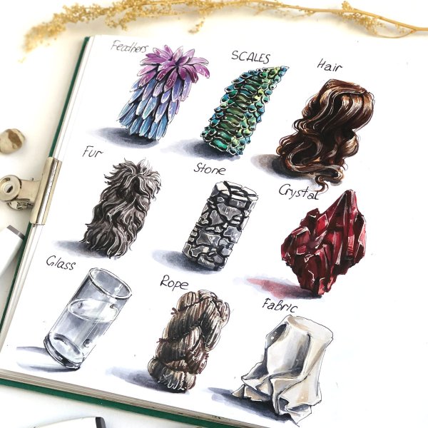 Фактуры материалов маркерами