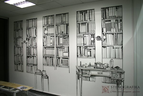 Роспись стен в библиотеке