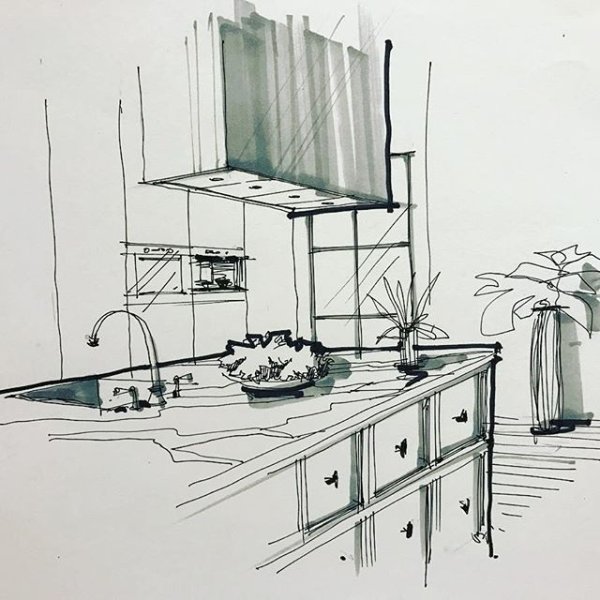 Наброски предметов интерьера