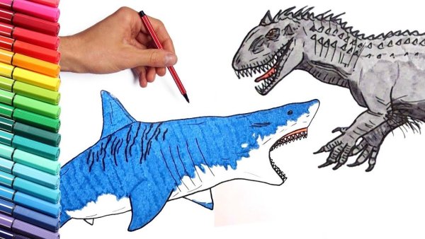 Динозавр фломастерами