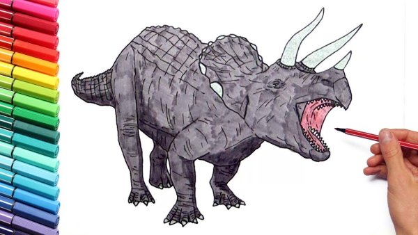 Динозавр фломастерами