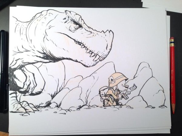 Динозавр фломастерами