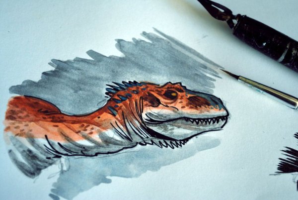 Рисунки динозавров в скетчбуке