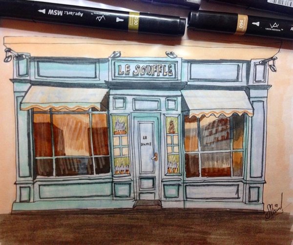 Фасад кафе скетч