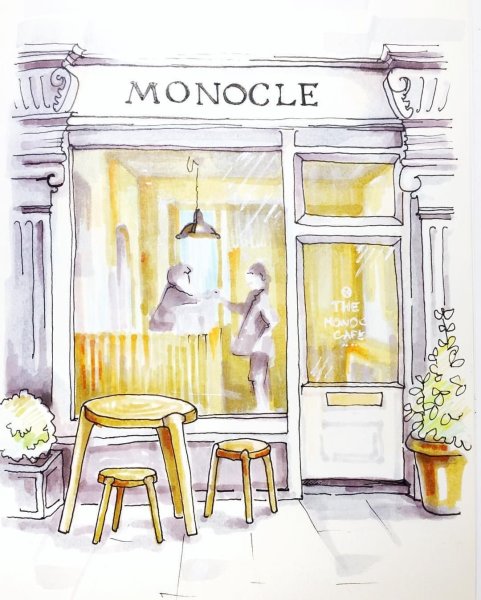Скетч витрина кафе
