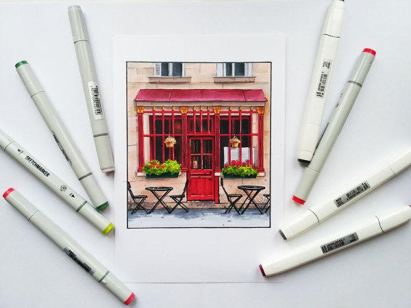 Кафе маркерами