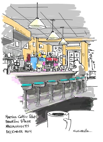 Нарисовать интерьер кафе