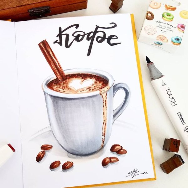 Скетч интерьера кафе