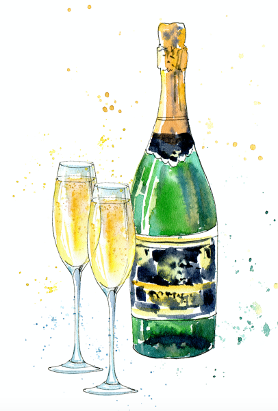 Шампанское акварель