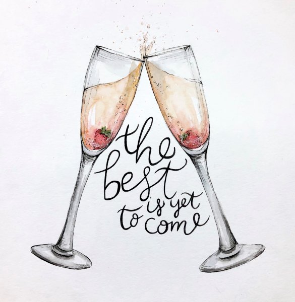 Шампанское акварель