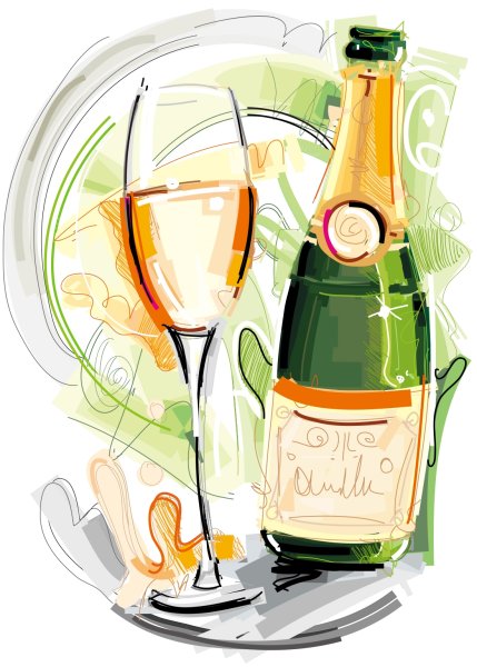 Шампанское акварель