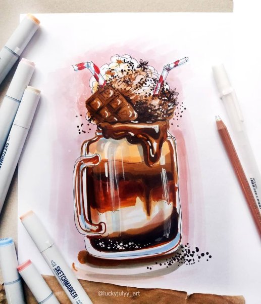 Скетчинг маркерами кофе