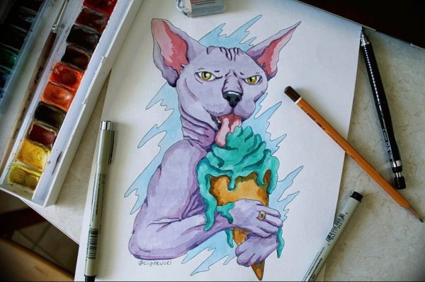 Рисунки скетч маркерами сфинкс