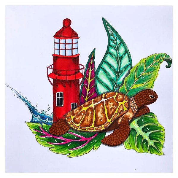 Морской скетч маркерами