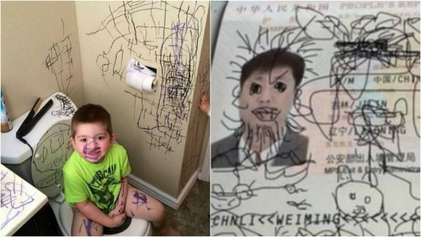 Дети разрисованные фломастером