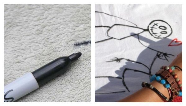 Перманентный маркер на одежде