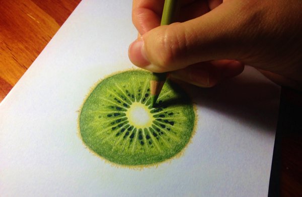 Фрукты акварелью киви