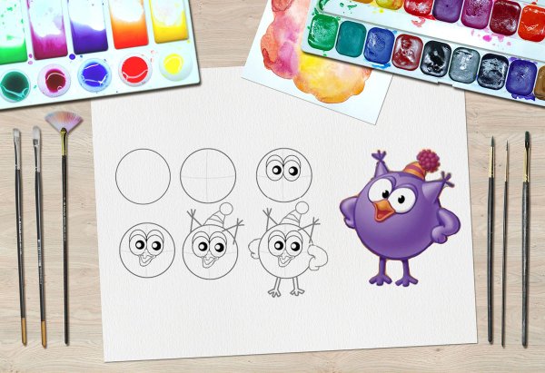 Рисунок фломастерами Смешарики