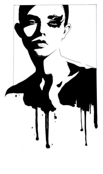 Стилизованный портрет тушью