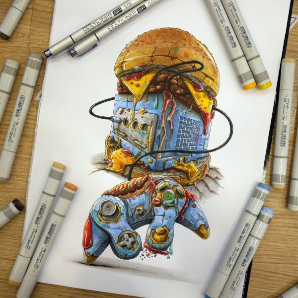 Череп маркером