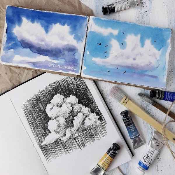 Летние Акварельные скетчи