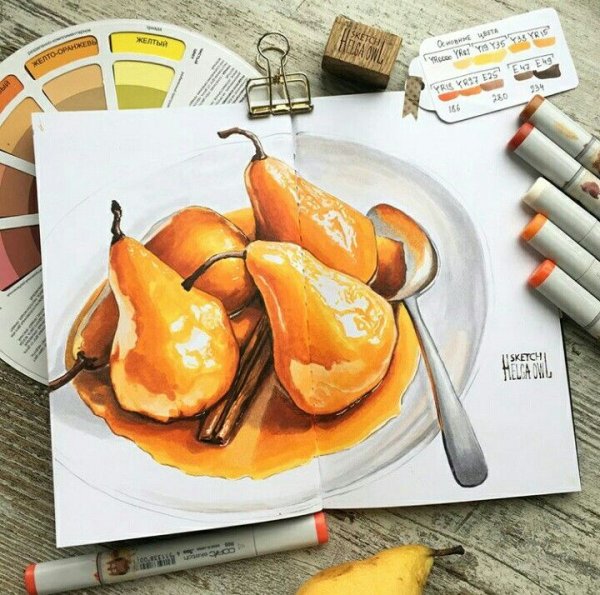 Скетчи маркерами еда