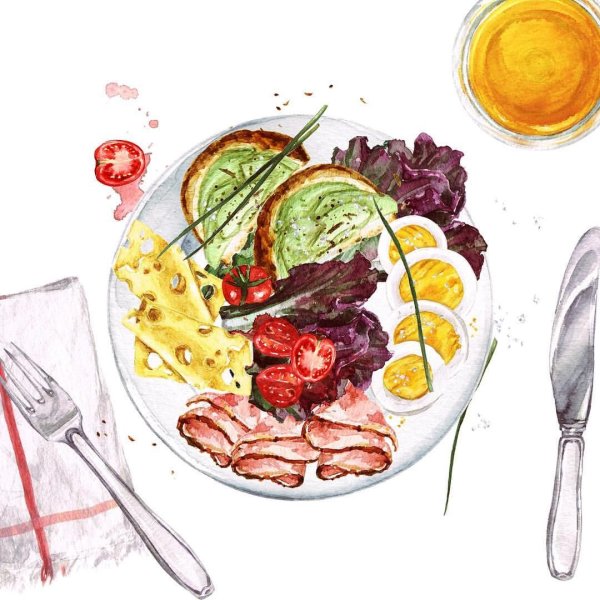 Еда акварелью
