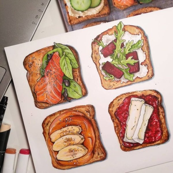 Рисование еды в скетчбуке