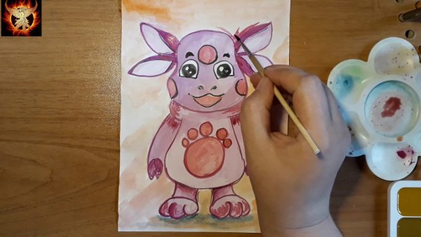 Рисунок Лунтика для детей красками